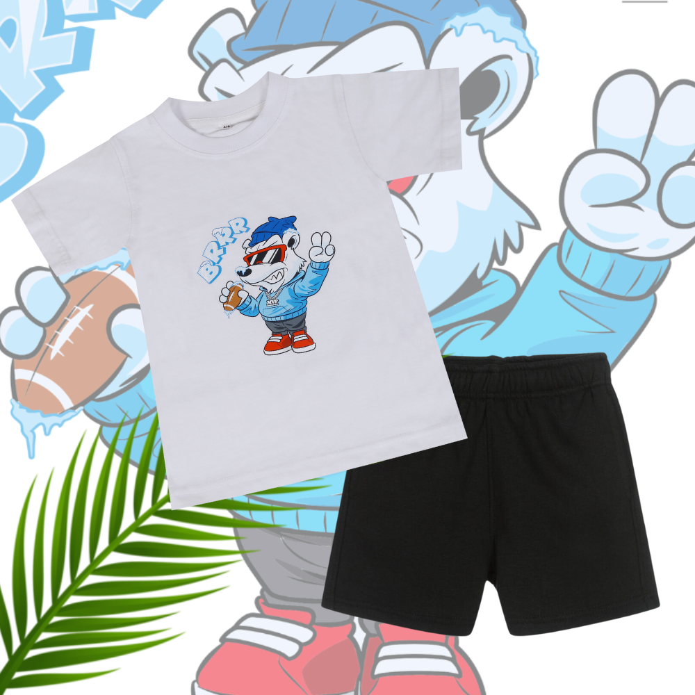 White T-Shirt and Short Combo For 2 to 6 Year kids