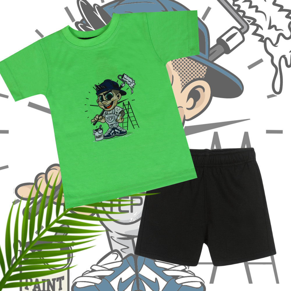Neon Green T-Shirt and Short Combo For 2 to 6 Year kids