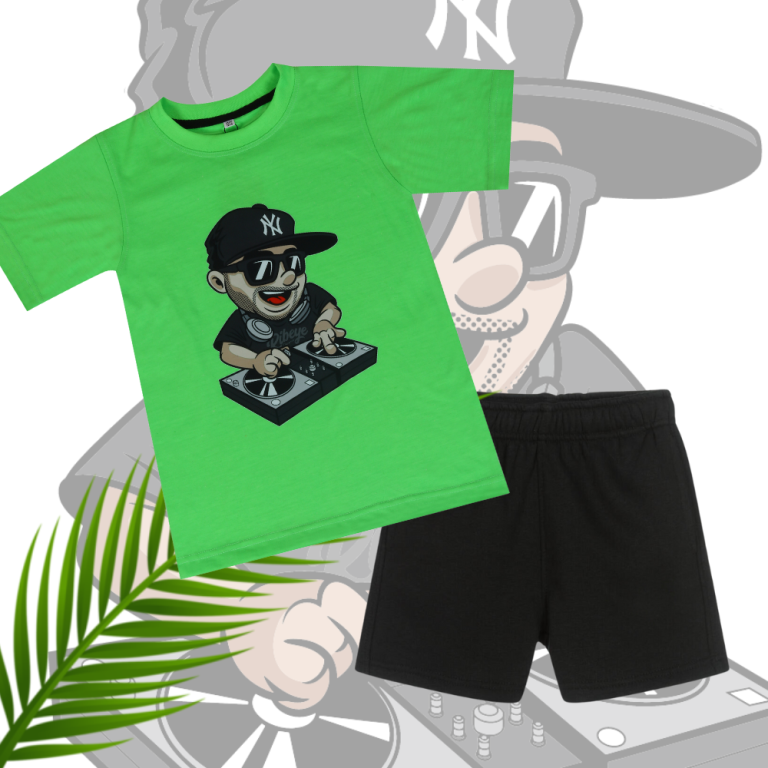 Neon Green T-Shirt and Short Combo For 10 to 12 Year kids