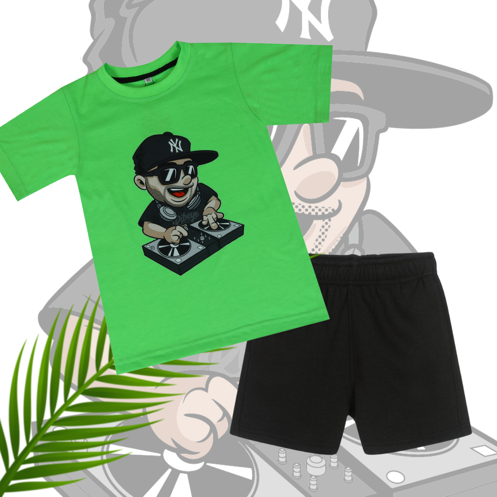 Neon Green T-Shirt and Short Combo For 10 to 12 Year kids