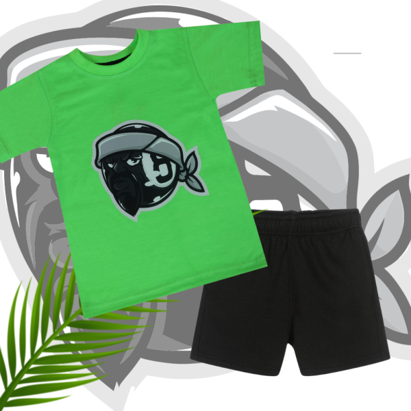Neon Green T-Shirt and Short Combo For 6 to 10 Year kids