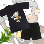 Black T-Shirt and Short Combo For 6 to 10 Year kids